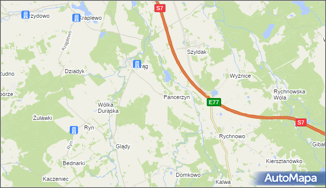 mapa Pancerzyn, Pancerzyn na mapie Targeo