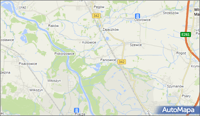 mapa Paniowice, Paniowice na mapie Targeo