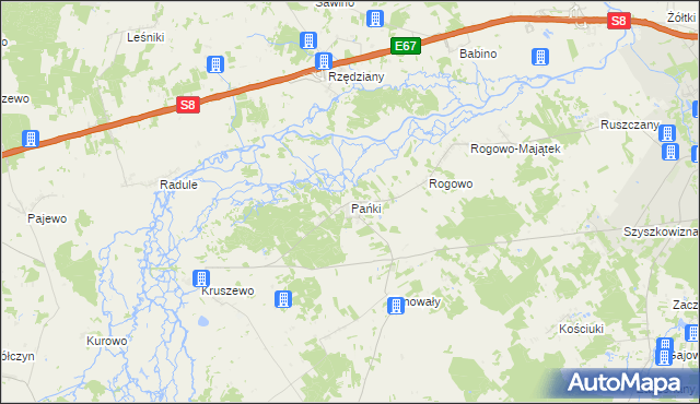 mapa Pańki gmina Choroszcz, Pańki gmina Choroszcz na mapie Targeo