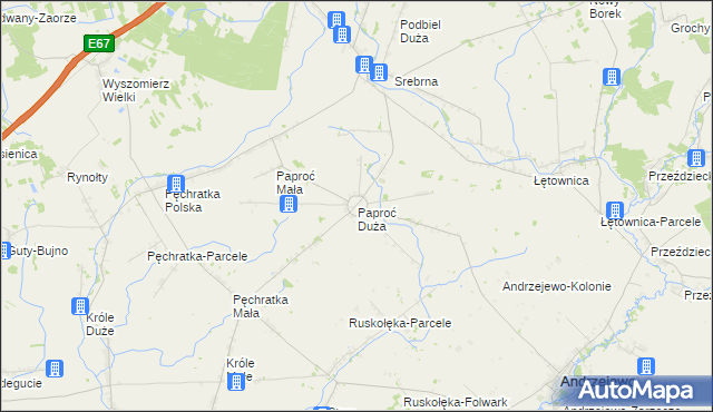 mapa Paproć Duża, Paproć Duża na mapie Targeo