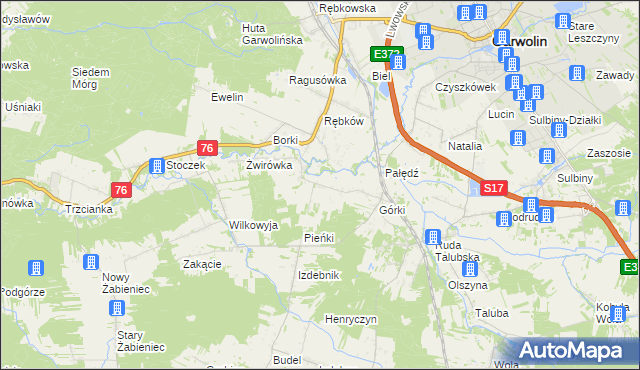 mapa Parcele-Rębków, Parcele-Rębków na mapie Targeo