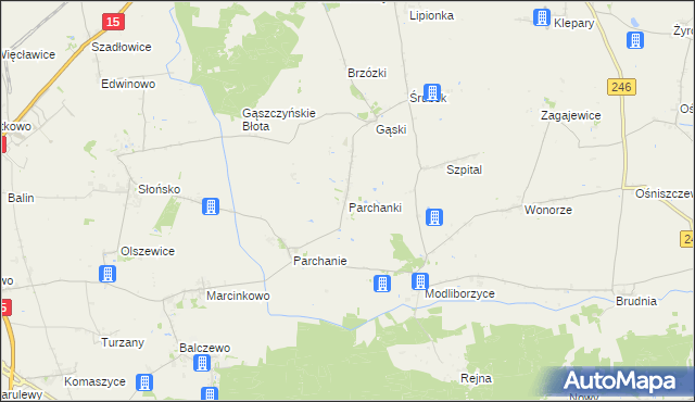 mapa Parchanki, Parchanki na mapie Targeo