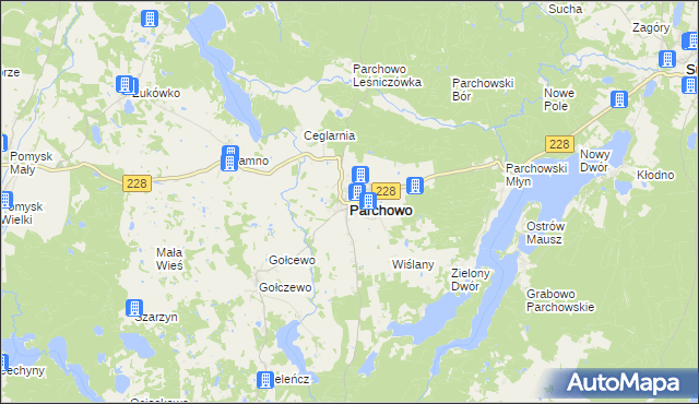 mapa Parchowo powiat bytowski, Parchowo powiat bytowski na mapie Targeo