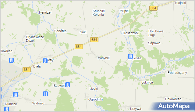 mapa Pasynki gmina Bielsk Podlaski, Pasynki gmina Bielsk Podlaski na mapie Targeo