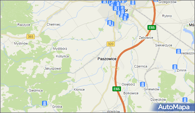 mapa Paszowice, Paszowice na mapie Targeo