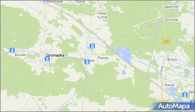 mapa Patoka gmina Gromadka, Patoka gmina Gromadka na mapie Targeo