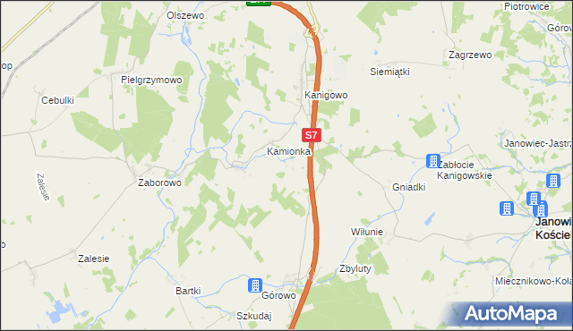 mapa Pawliki gmina Nidzica, Pawliki gmina Nidzica na mapie Targeo