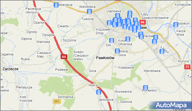 mapa Pawłosiów, Pawłosiów na mapie Targeo
