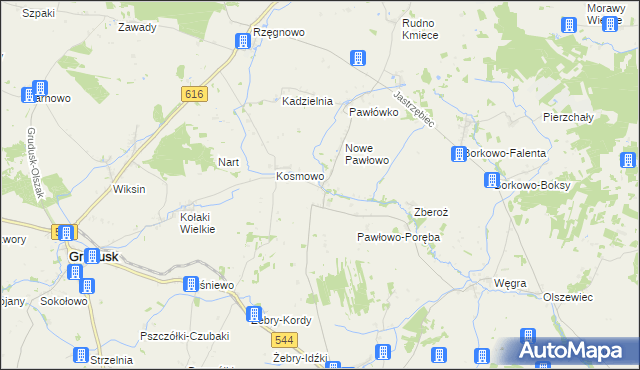 mapa Pawłowo Kościelne, Pawłowo Kościelne na mapie Targeo