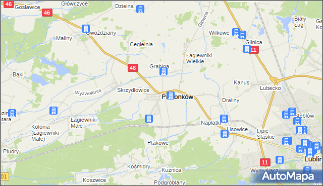mapa Pawonków, Pawonków na mapie Targeo