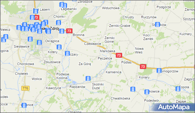mapa Pęczelice, Pęczelice na mapie Targeo