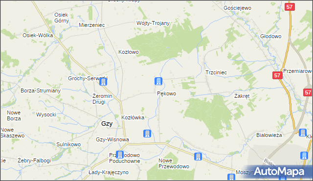 mapa Pękowo, Pękowo na mapie Targeo