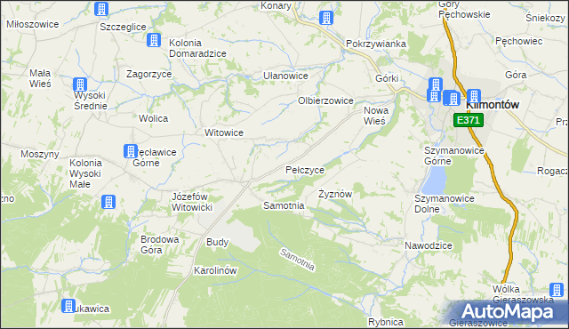 mapa Pełczyce gmina Bogoria, Pełczyce gmina Bogoria na mapie Targeo