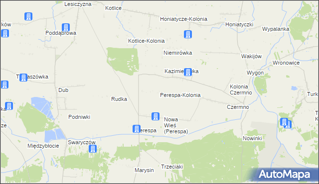 mapa Perespa-Kolonia, Perespa-Kolonia na mapie Targeo