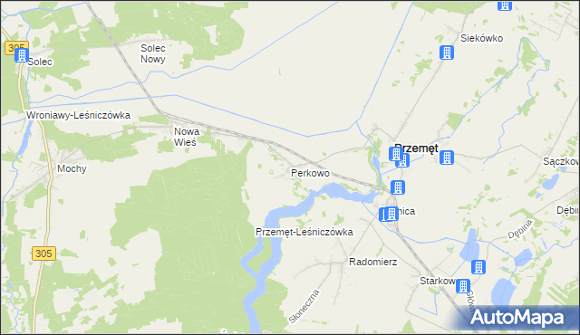 mapa Perkowo gmina Przemęt, Perkowo gmina Przemęt na mapie Targeo