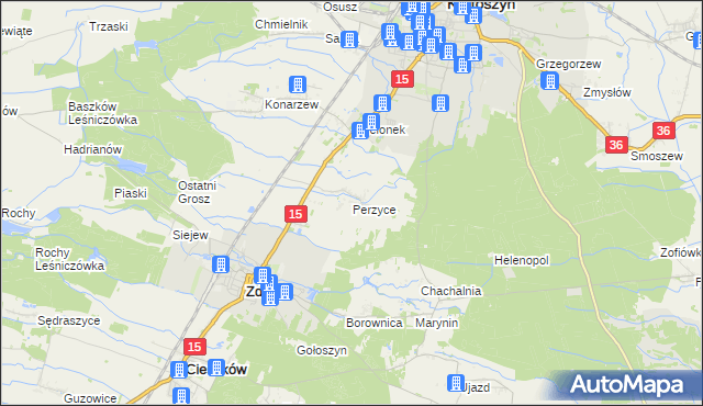 mapa Perzyce, Perzyce na mapie Targeo