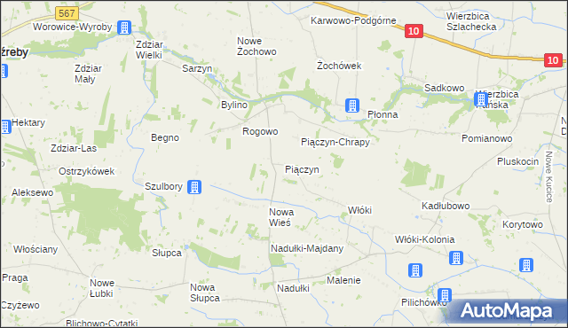 mapa Piączyn, Piączyn na mapie Targeo