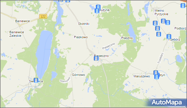 mapa Piaseczno gmina Banie, Piaseczno gmina Banie na mapie Targeo