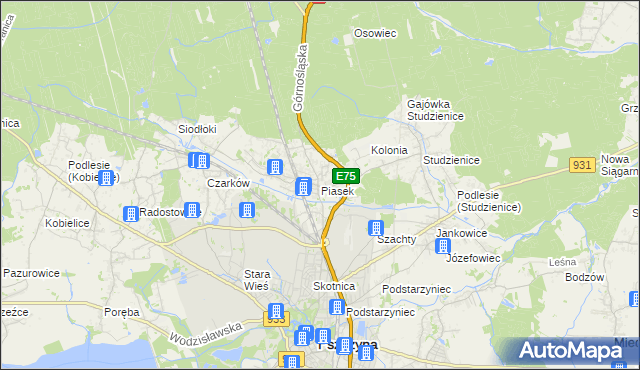 mapa Piasek gmina Pszczyna, Piasek gmina Pszczyna na mapie Targeo
