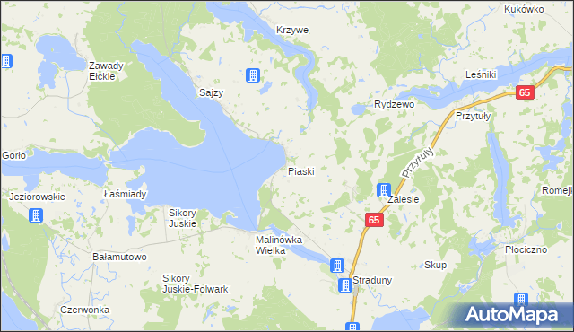 mapa Piaski gmina Ełk, Piaski gmina Ełk na mapie Targeo