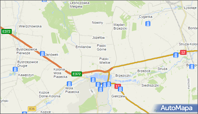 mapa Piaski Wielkie gmina Piaski, Piaski Wielkie gmina Piaski na mapie Targeo