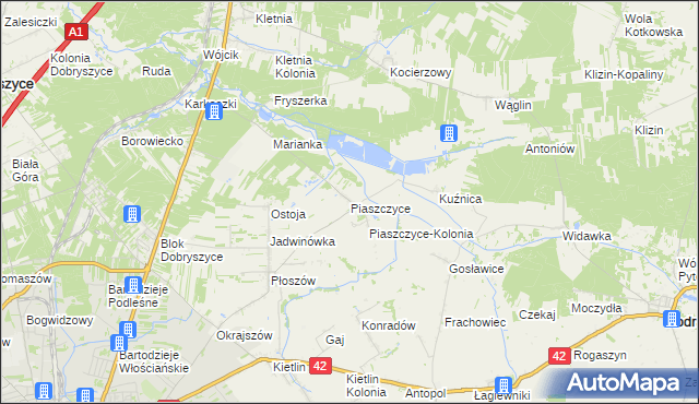 mapa Piaszczyce, Piaszczyce na mapie Targeo