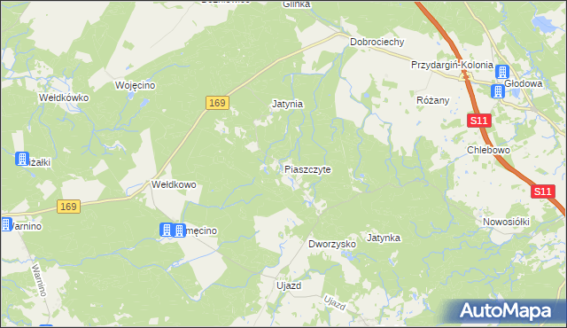 mapa Piaszczyte gmina Bobolice, Piaszczyte gmina Bobolice na mapie Targeo