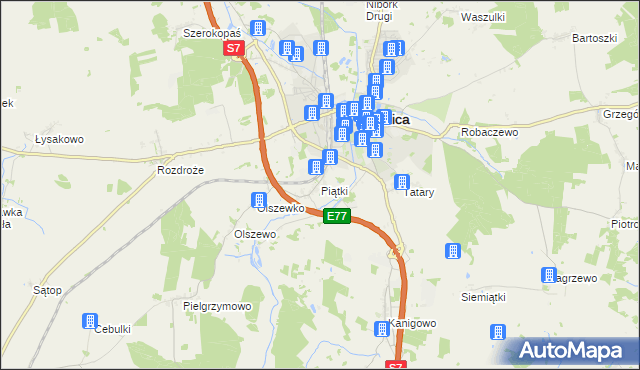 mapa Piątki gmina Nidzica, Piątki gmina Nidzica na mapie Targeo