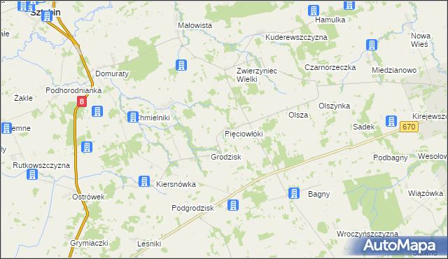 mapa Pięciowłóki, Pięciowłóki na mapie Targeo