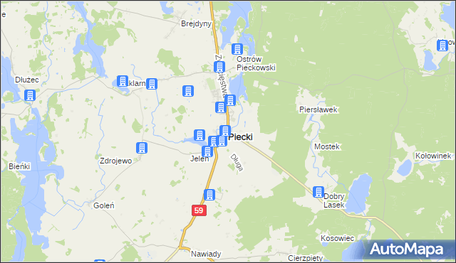 mapa Piecki powiat mrągowski, Piecki powiat mrągowski na mapie Targeo