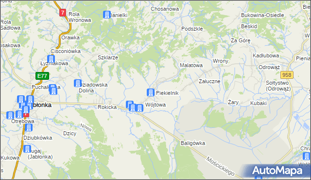 mapa Piekielnik, Piekielnik na mapie Targeo