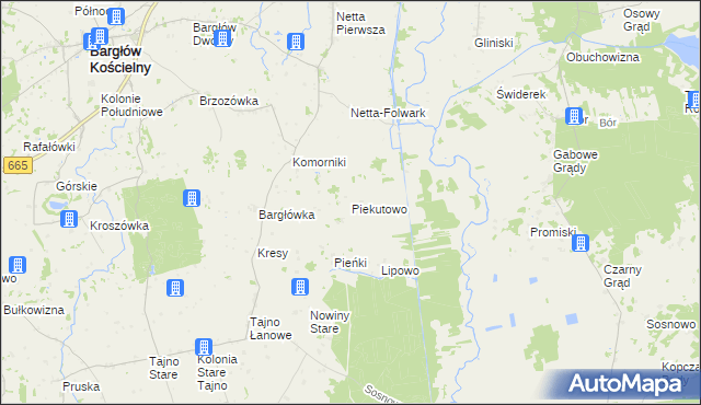 mapa Piekutowo, Piekutowo na mapie Targeo