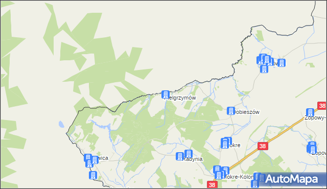 mapa Pielgrzymów gmina Głubczyce, Pielgrzymów gmina Głubczyce na mapie Targeo