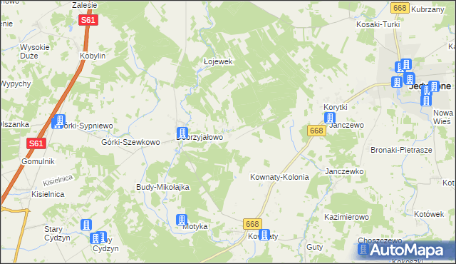 mapa Pieńki Borowe, Pieńki Borowe na mapie Targeo