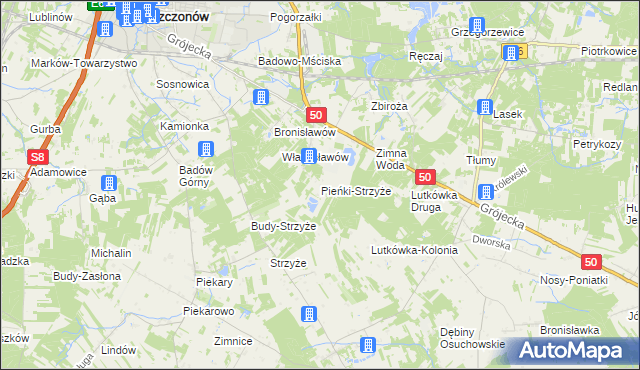 mapa Pieńki-Strzyże, Pieńki-Strzyże na mapie Targeo