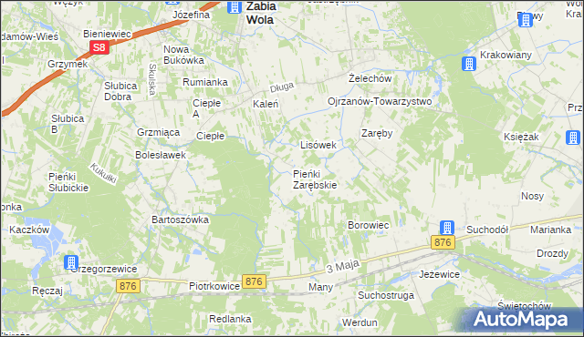 mapa Pieńki Zarębskie, Pieńki Zarębskie na mapie Targeo