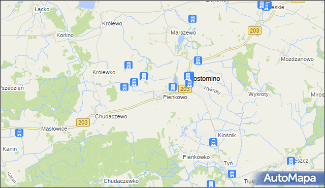 mapa Pieńkowo gmina Postomino, Pieńkowo gmina Postomino na mapie Targeo