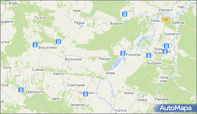 mapa Pierzaki, Pierzaki na mapie Targeo