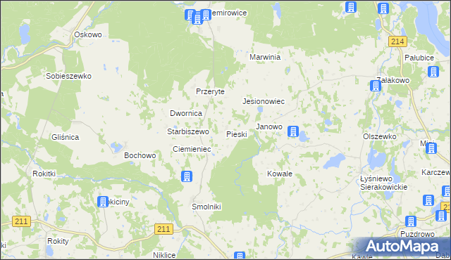 mapa Pieski gmina Cewice, Pieski gmina Cewice na mapie Targeo