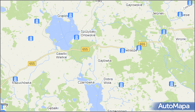 mapa Pietrasze gmina Wydminy, Pietrasze gmina Wydminy na mapie Targeo