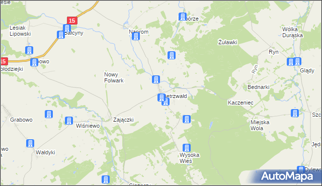 mapa Pietrzwałd gmina Ostróda, Pietrzwałd gmina Ostróda na mapie Targeo