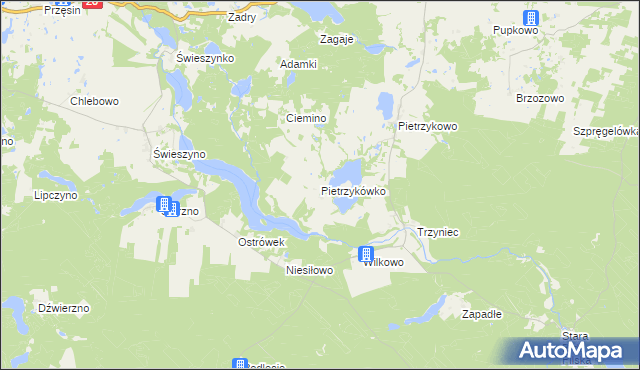 mapa Pietrzykówko, Pietrzykówko na mapie Targeo
