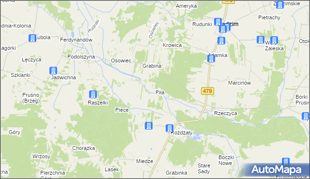 mapa Piła gmina Zadzim, Piła gmina Zadzim na mapie Targeo