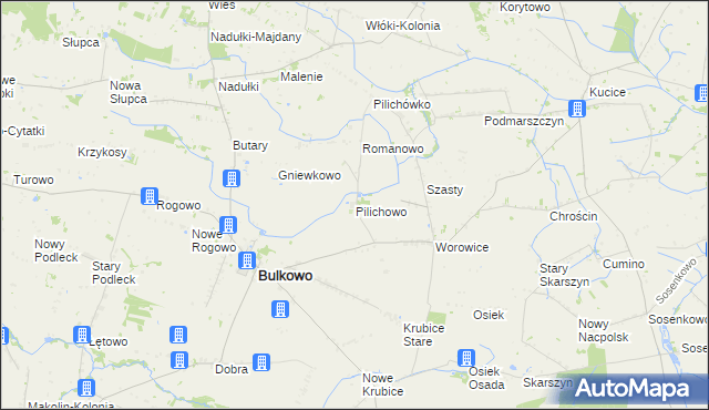 mapa Pilichowo gmina Bulkowo, Pilichowo gmina Bulkowo na mapie Targeo