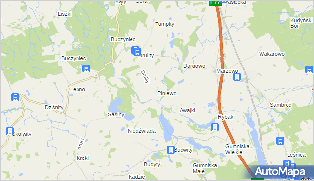mapa Piniewo, Piniewo na mapie Targeo