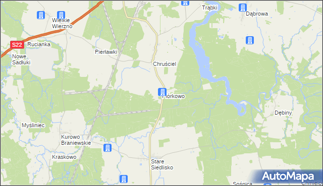 mapa Piórkowo gmina Płoskinia, Piórkowo gmina Płoskinia na mapie Targeo