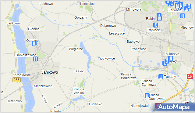 mapa Piotrkowice gmina Inowrocław, Piotrkowice gmina Inowrocław na mapie Targeo