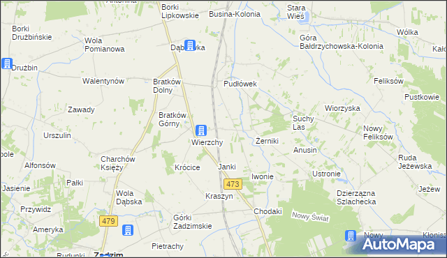 mapa Piotrów gmina Zadzim, Piotrów gmina Zadzim na mapie Targeo