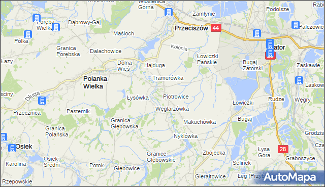 mapa Piotrowice gmina Przeciszów, Piotrowice gmina Przeciszów na mapie Targeo