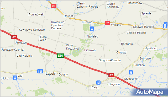 mapa Piotrowo gmina Lądek, Piotrowo gmina Lądek na mapie Targeo